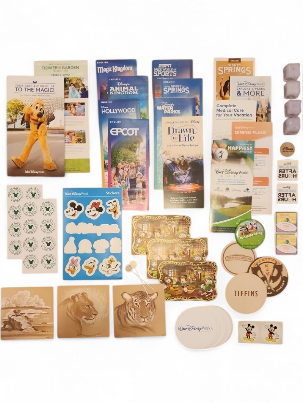 Disney Parks Lot Stickers Maps Coasters Tattoos Scrapbook Bundle WDW
